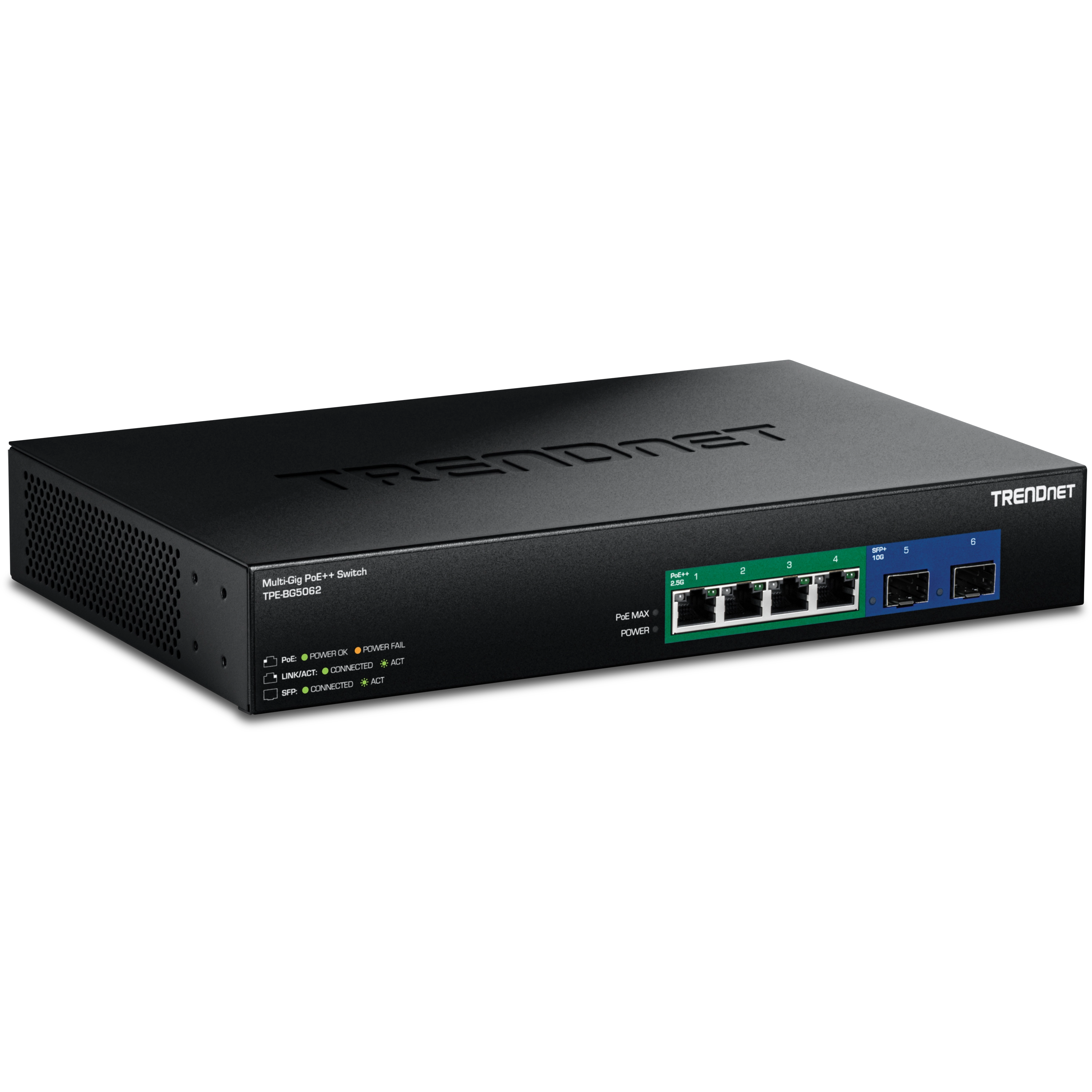 TRENDnet TPE-BG5062 6-Port 2.5G GaN Power PoE++ Switch with 10G SFP+ Port (240W)