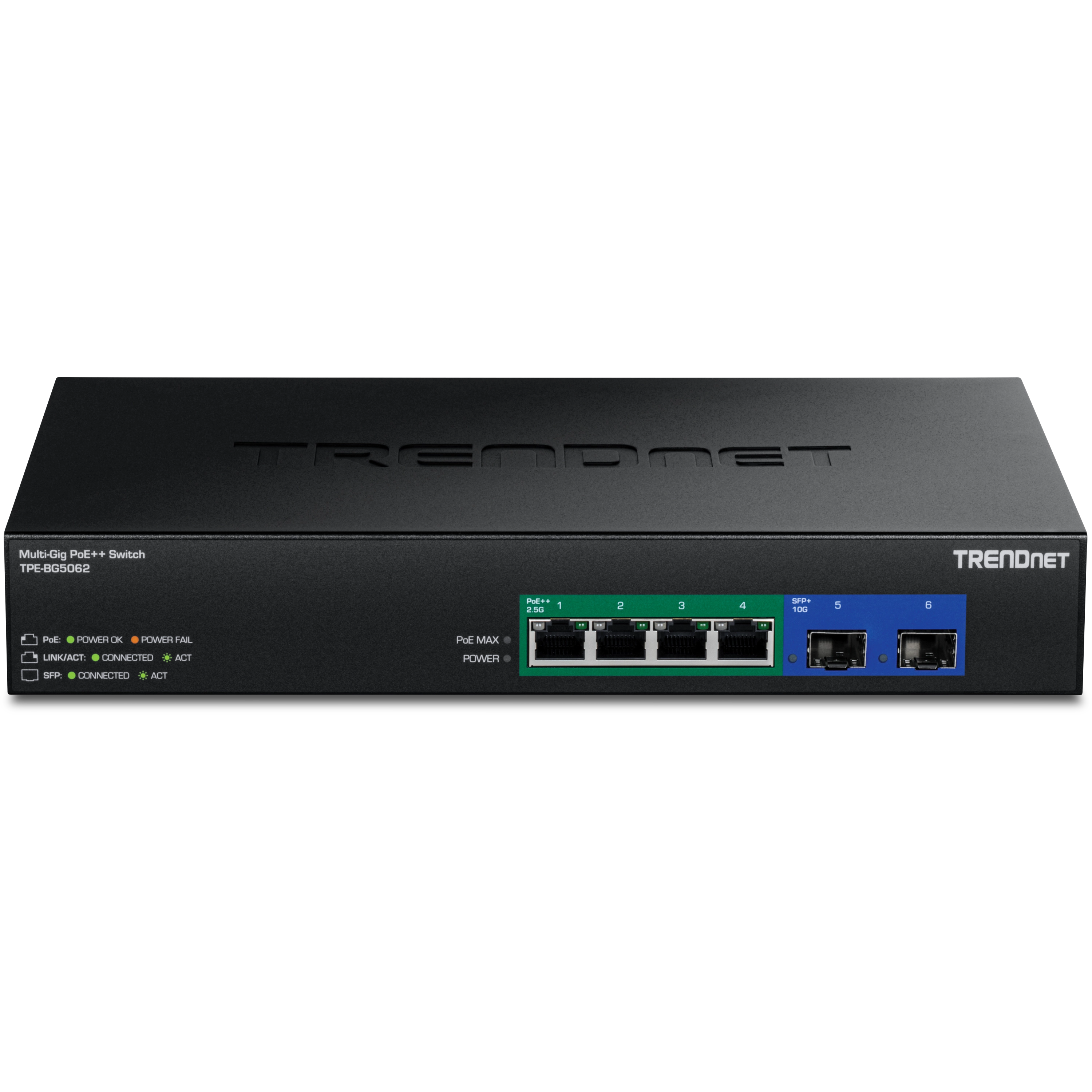 TRENDnet TPE-BG5062 6-Port 2.5G GaN Power PoE++ Switch with 10G SFP+ Port (240W)
