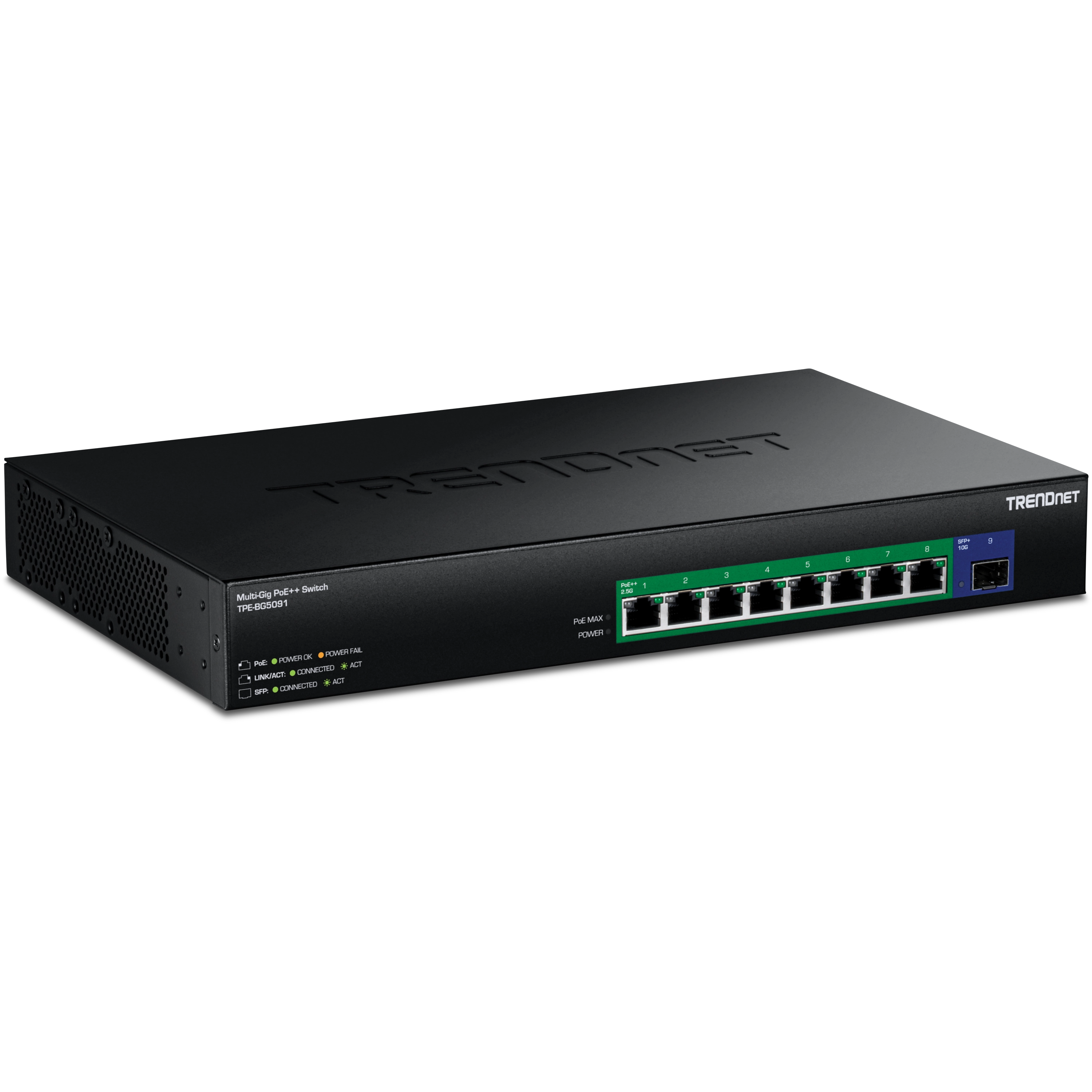 TRENDnet TPE-BG5091 9-Port 2.5G GaN Power PoE++ Switch with 10G SFP+ Ports (480W)