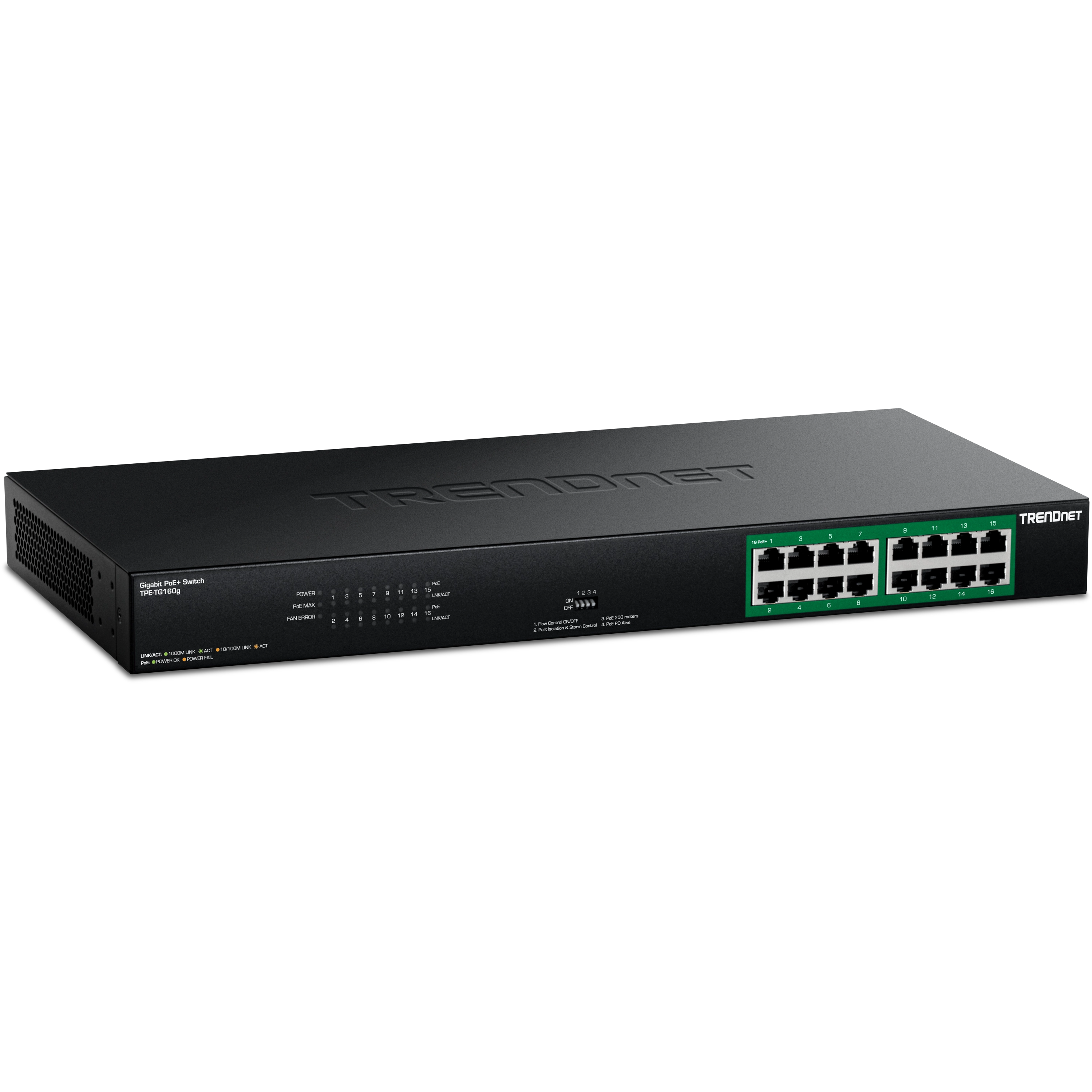 TRENDnet TPE-TG160g 16-Port GREENnet Gigabit PoE+ Switch (250W)