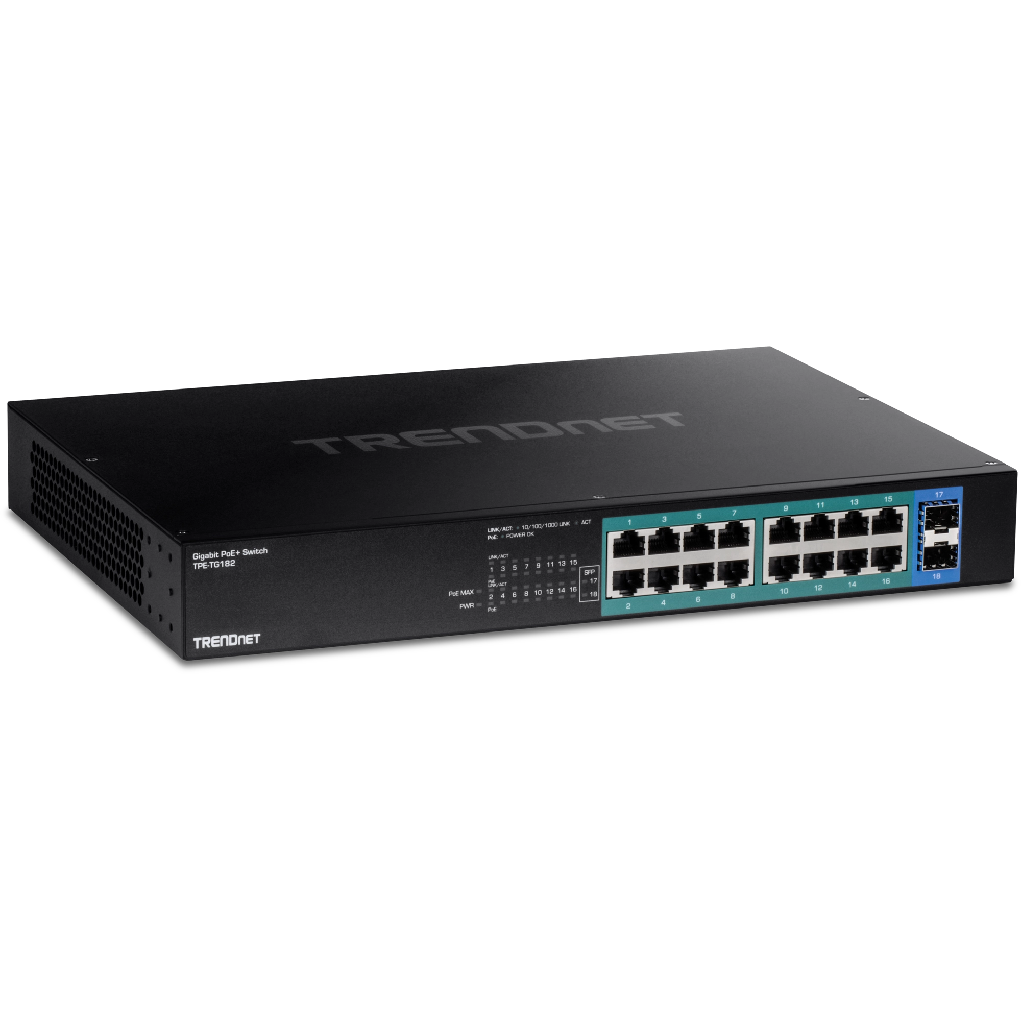 TRENDnet TPE-TG182 18-Port Gigabit PoE+ Switch (240W)