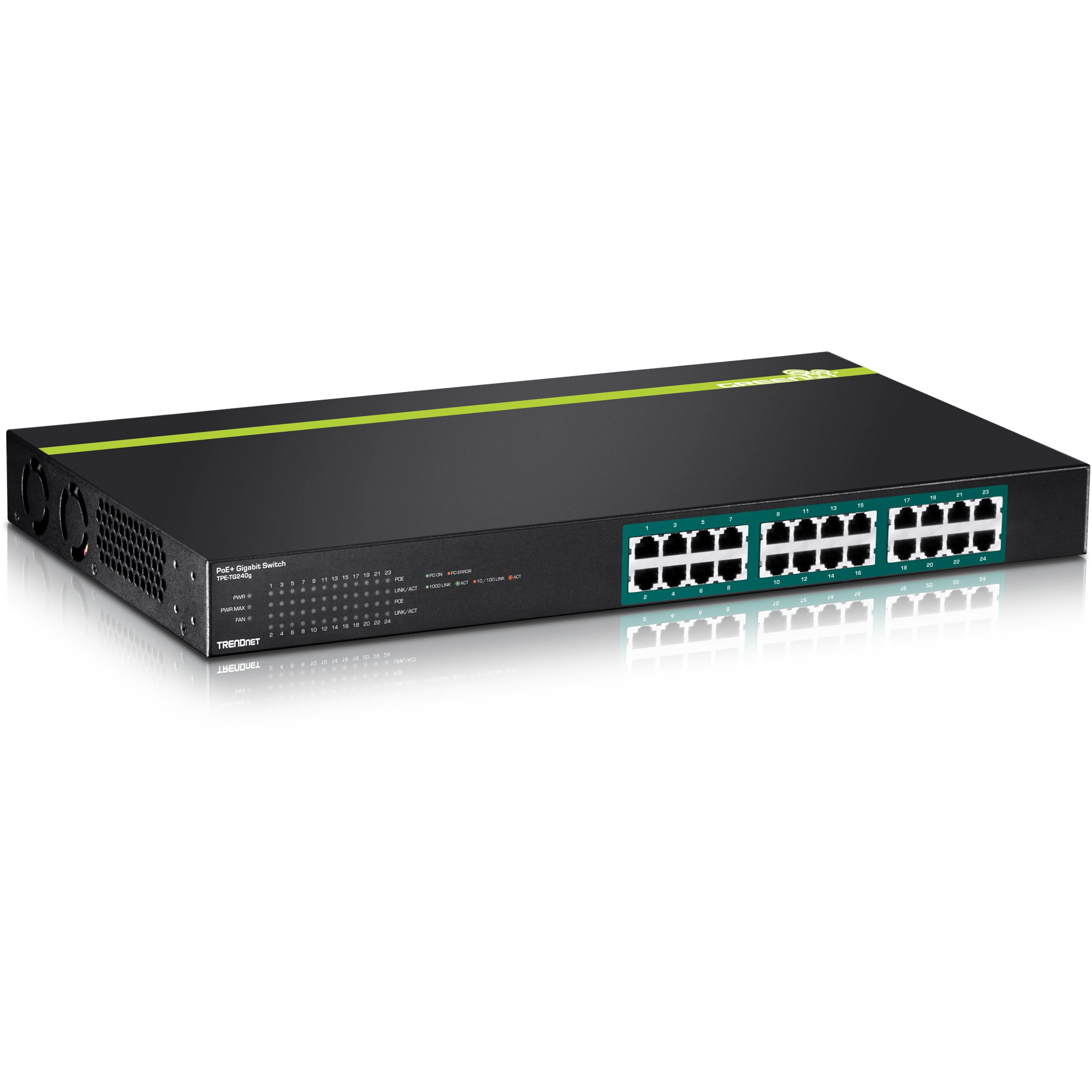 TRENDnet TPE-TG240g 24-Port GREENnet Gigabit PoE+ Switch (370W)