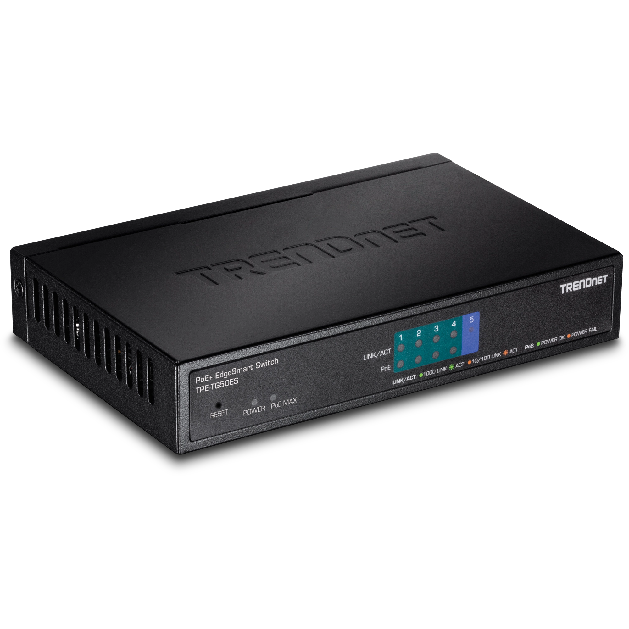 TRENDnet TPE-TG50ES 5-Port Gigabit EdgeSmart PoE+ Switch (31W)