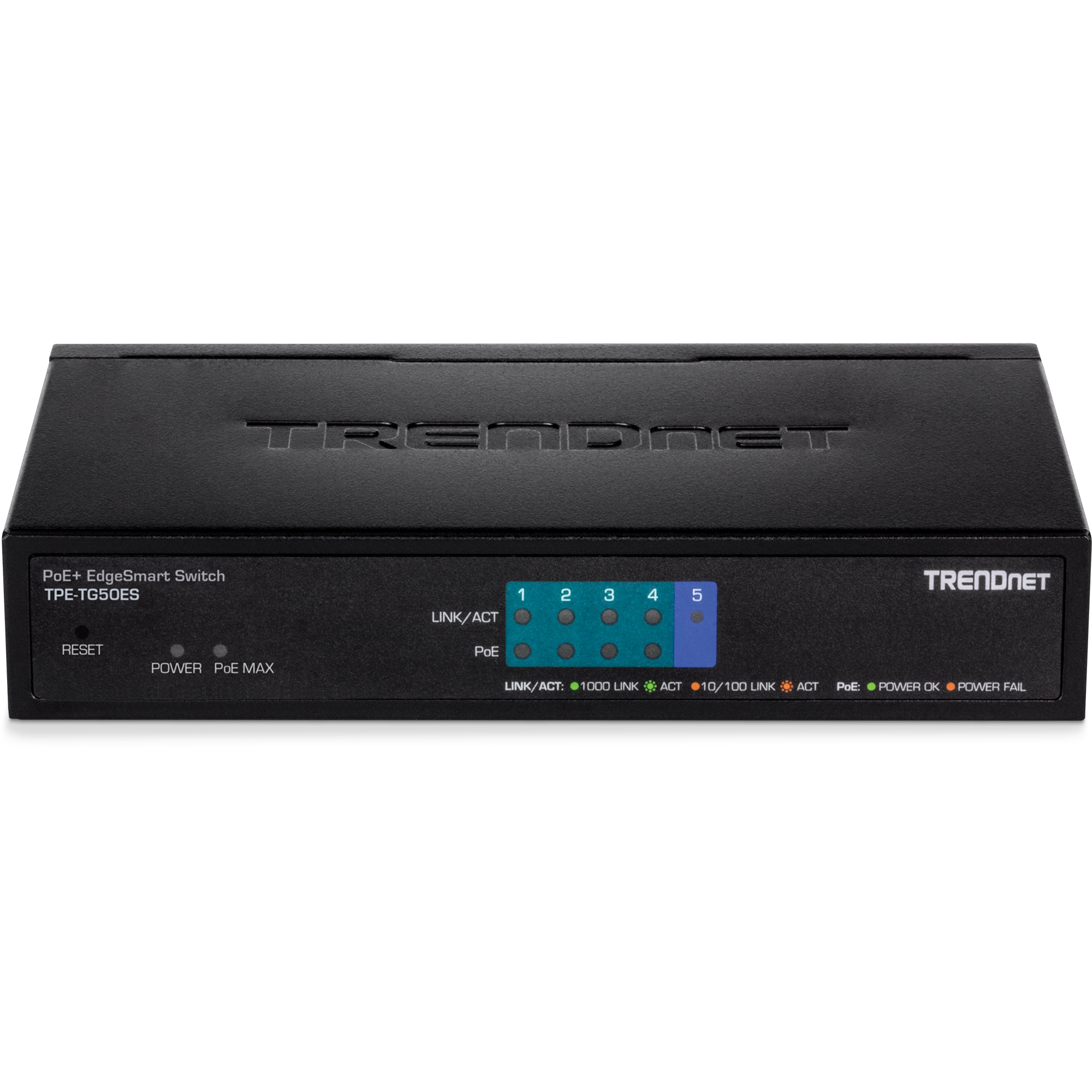 TRENDnet TPE-TG50ES 5-Port Gigabit EdgeSmart PoE+ Switch (31W)