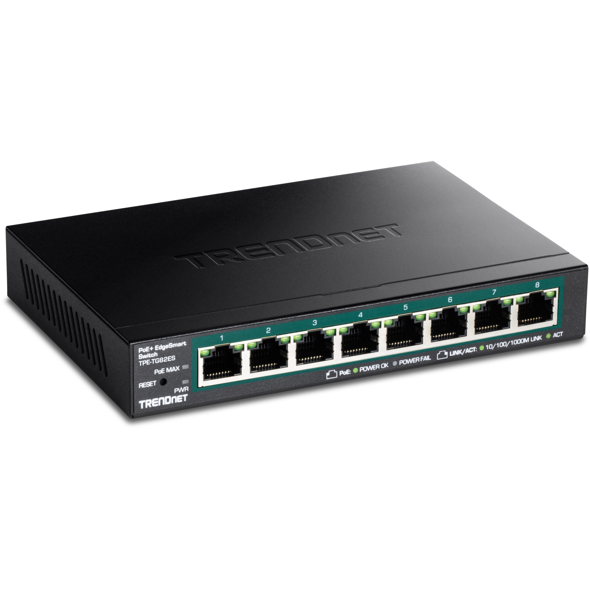 TRENDnet TPE-TG82ES 8-Port Gigabit EdgeSmart PoE+ Switch (61W)