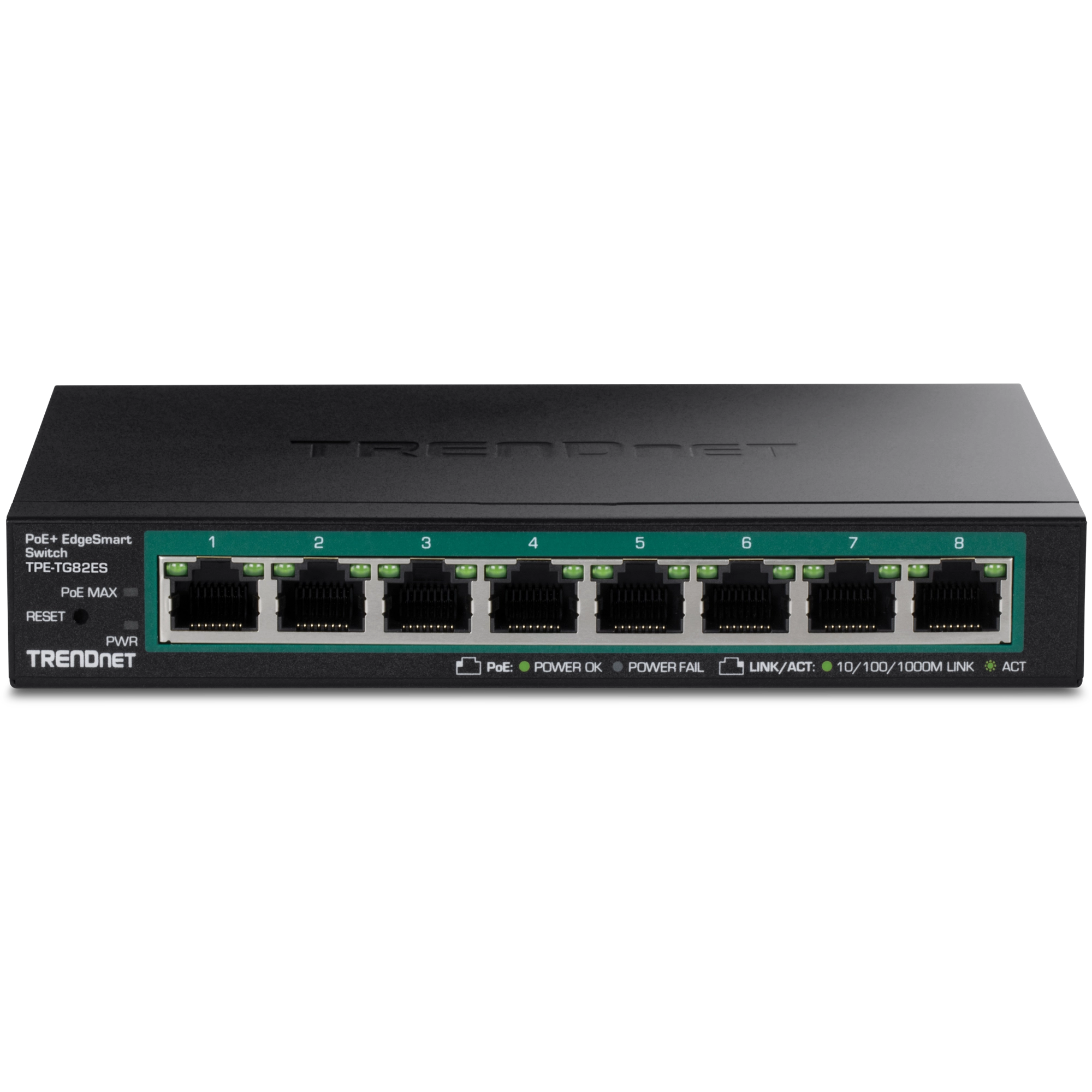 TRENDnet TPE-TG82ES 8-Port Gigabit EdgeSmart PoE+ Switch (61W)