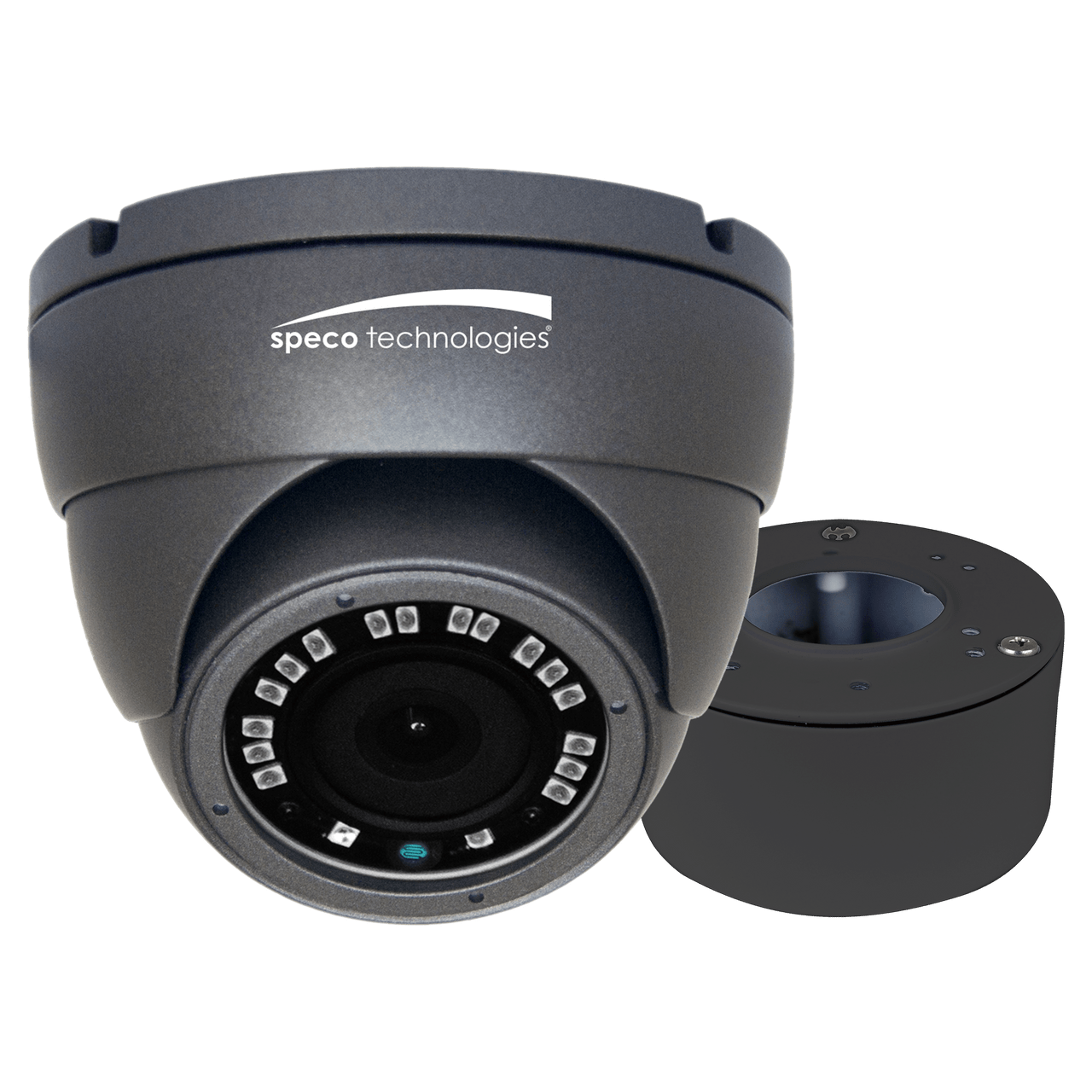 Speco Technologies VLDT4G 2MP HD-TVI Eyeball Camera, 3.6mm Lens, Included Junc Box, UL, Grey Housing (VLDT4G)