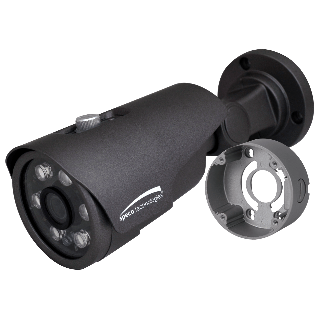 Speco Technologies VLT4BG 4MP HD-TVI Bullet Camera, IR, 2.8mm lens, Grey housing, Included Junc Box (VLT4BG)