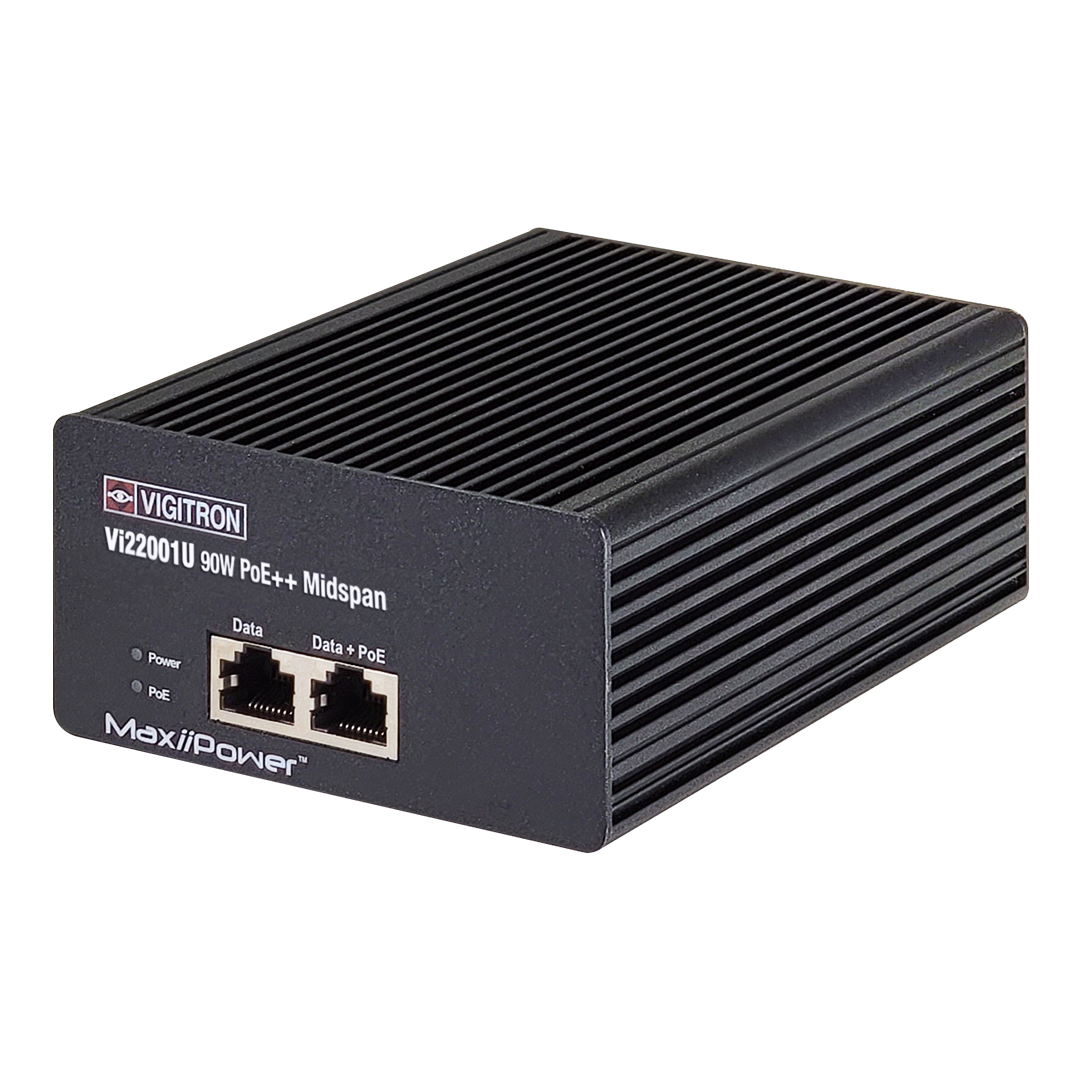 Vigitron Vi22001U 1- Port MaxiiPower™ af/at/bt 90W PoE Midspan w/ built in power supply