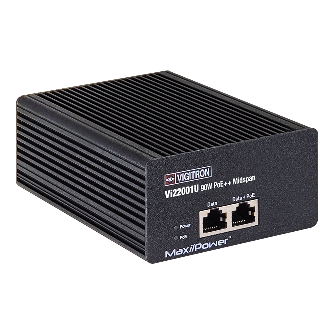 Vigitron Vi22001U 1- Port MaxiiPower™ af/at/bt 90W PoE Midspan w/ built in power supply