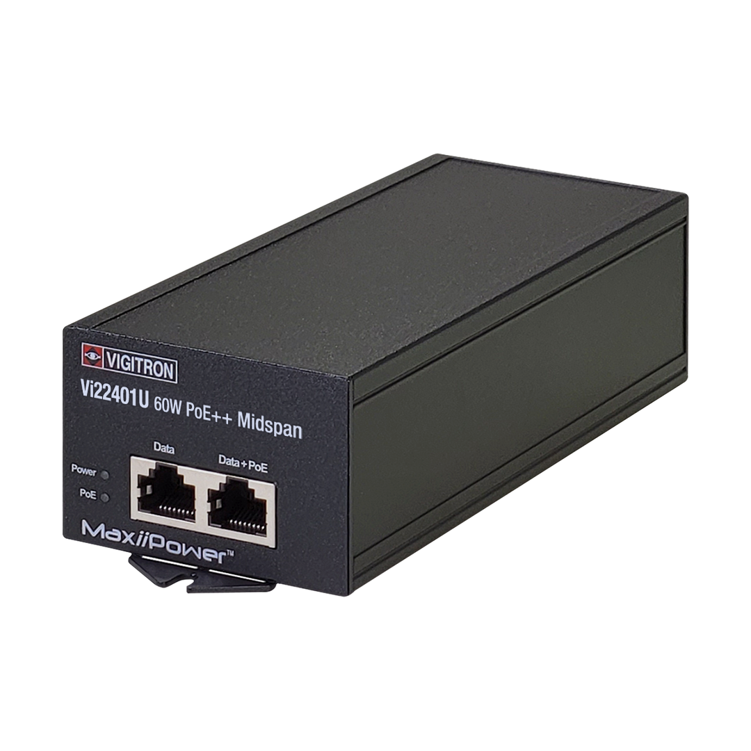 Vigitron Vi22401U 1-Port MaxiiPower™ af/at/bt 60W PoE Midspan w/ built in power supply