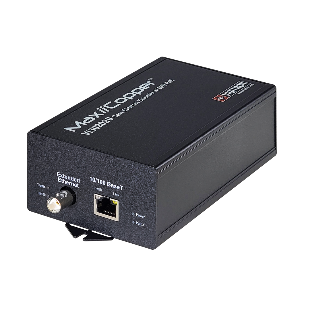 Vigitron Vi30202U 1-Port MaxiiPower™ Ethernet Extender over Coax, af/at/bt 60W PSE, powered by 24VDC/AC