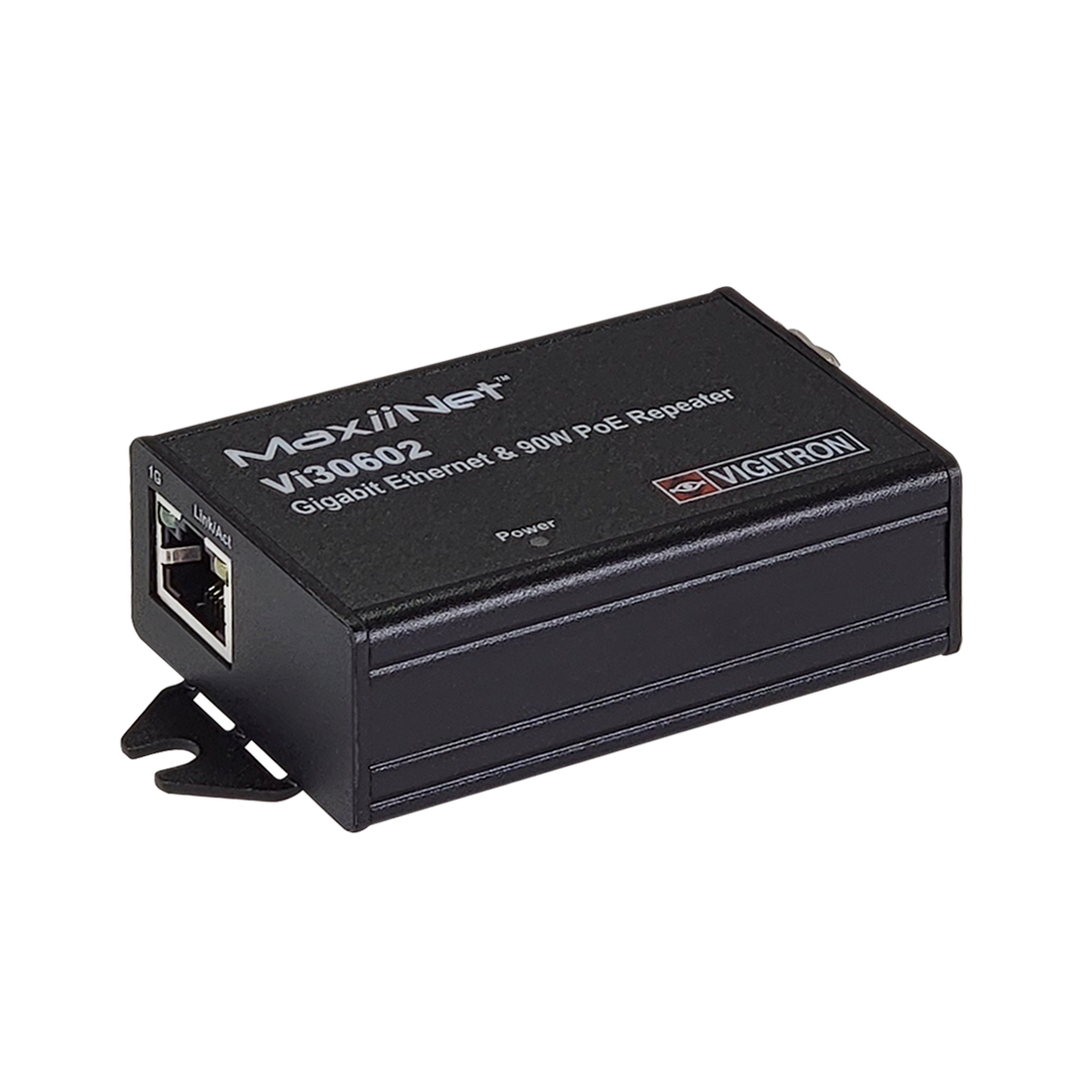 Vigitron Vi30602  10/100/1G MaxiiNet™ Ethernet & af/at/bt 90W PoE PoE Repeater, Powered by PoE