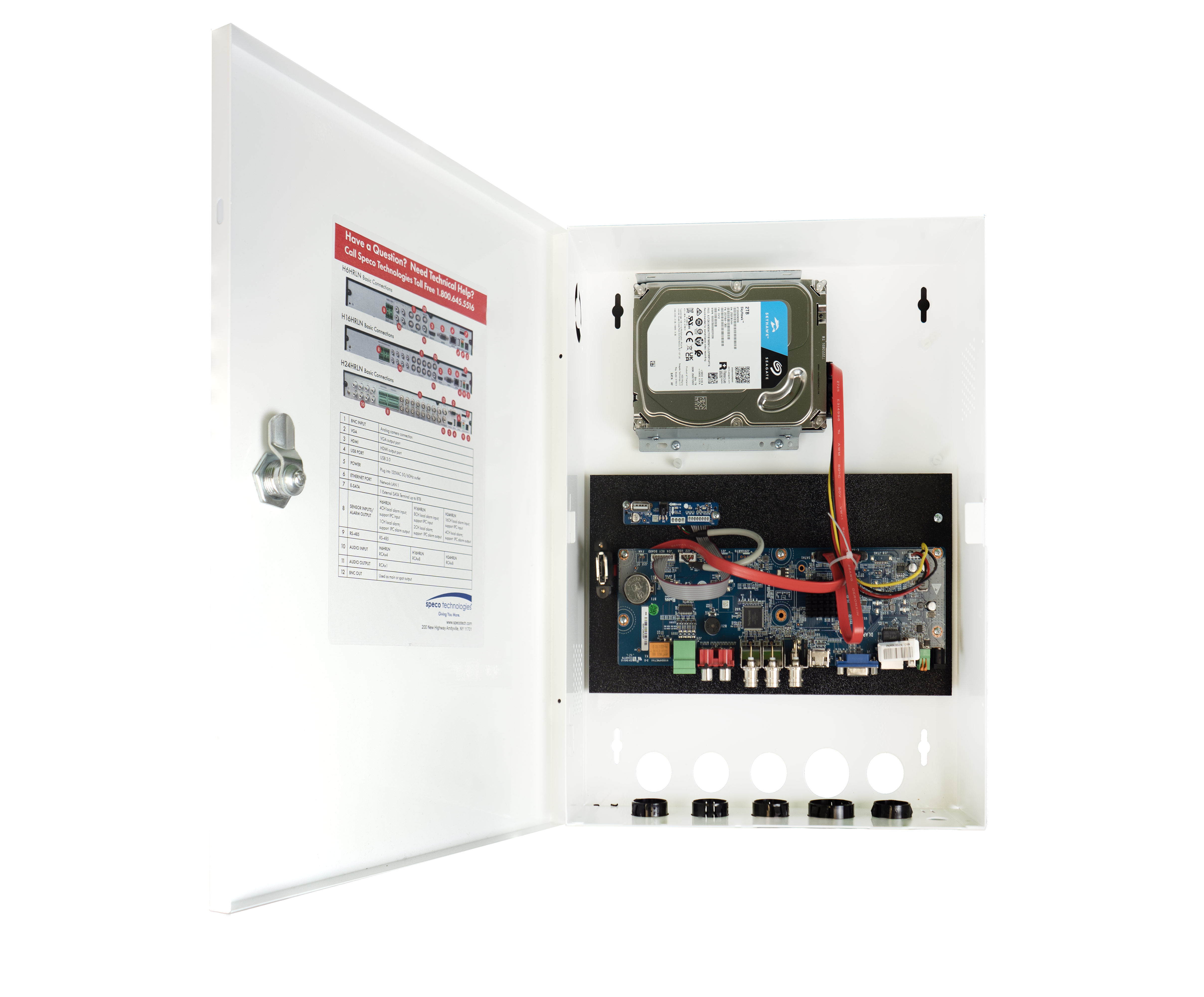 Speco Technologies H24WHRLN2TB 24 Ch. Wall Mount Hybrid Recorder - 8 TVI + 8 Hybrid (TVI or IP) + 8 IP, NDAA, 2TB