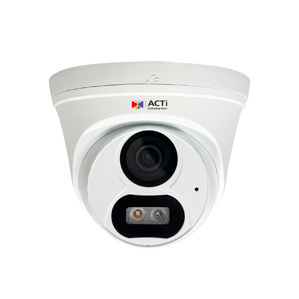 ACTi Z512 5MP Deep Learning AI ColorGuard f2.8mm Outdoor Fixed Turret with IR LED 50m, White LED 50m