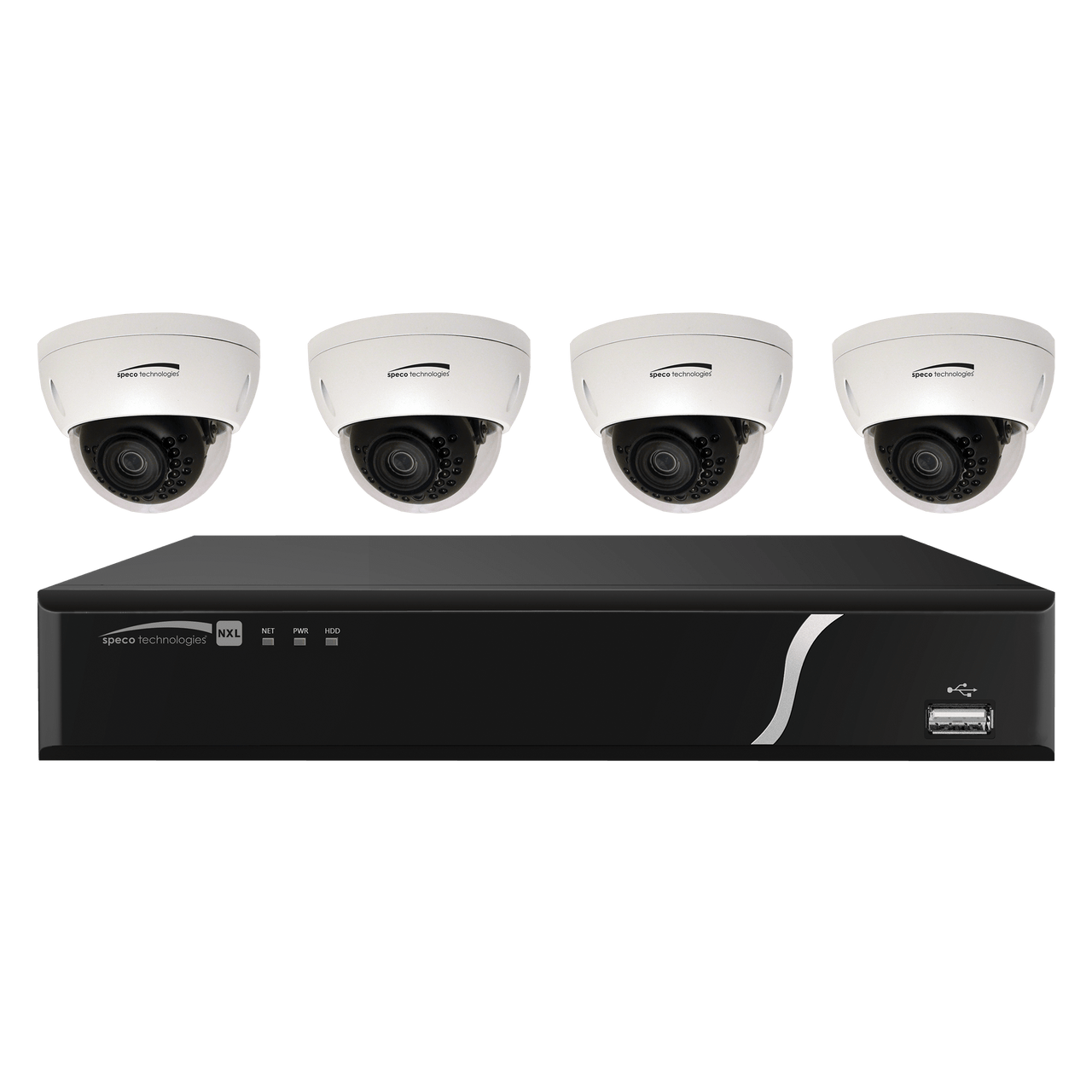 Speco Technologies ZIPL4D1 4 CH Plug-and-Play NVR w/ 4 Outdoor IR Dome 2.7-12mm motorized lens (ZIPL4D1)