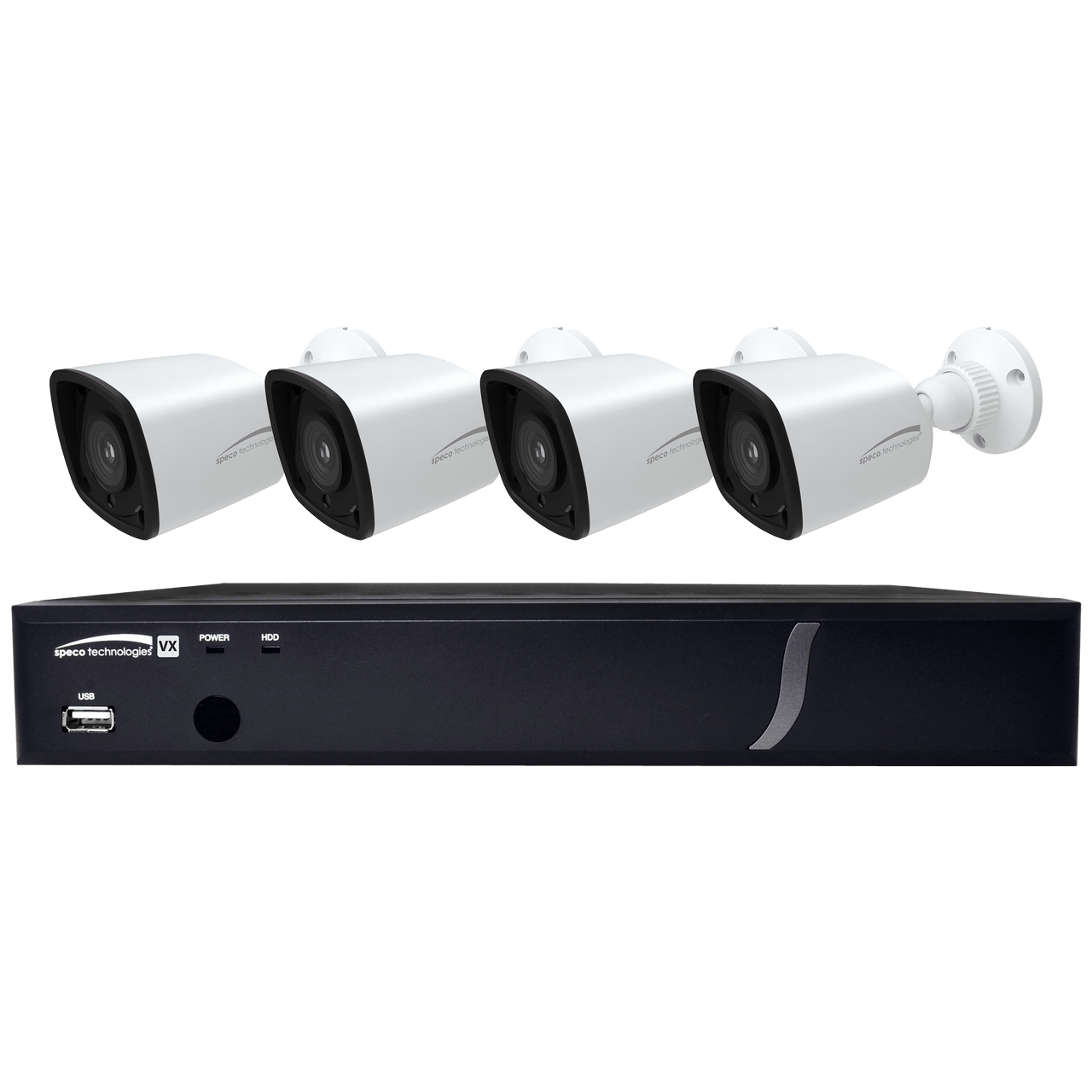 Speco Technologies ZIPT84B2 8CH HD-TVI DVR, 1080p, 120fps, 2TB w/ 4 Outdoor IR Bullet Cameras 2.8mm lens, White (ZIPT84B2)