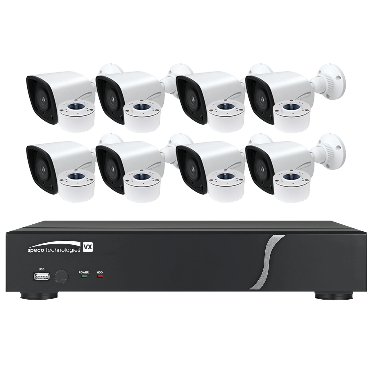 Speco Technologies ZIPT88B2 8CH HD-TVI DVR, 1080p, 120fps, 2TB w/ 8 Outdoor IR Bullet Cameras 2.8mm lens, White (ZIPT88B2)