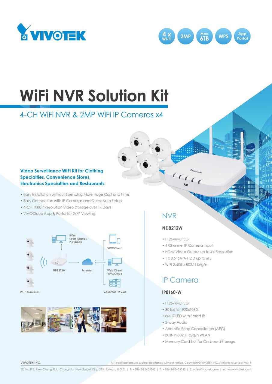 Vivotek Wifi Outdoor Kit ND8212W-2TB4IP60 Brochure