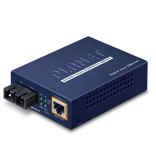 Planet FTP-802S15 IEEE802.3af PoE 10/100TX - 100Base-FX (SC) Single Mode Fiber