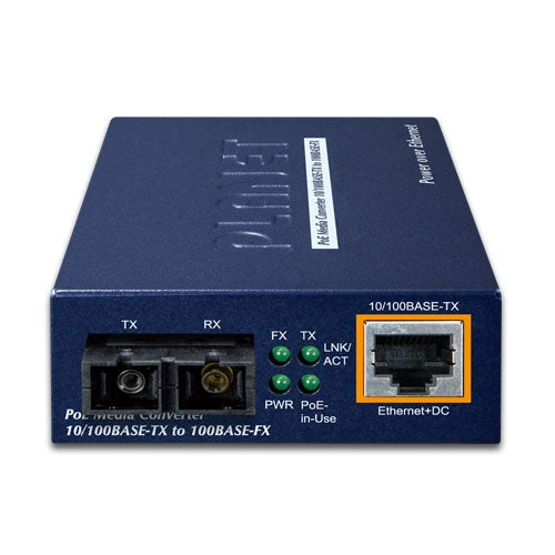 Planet FTP-802S15 IEEE802.3af PoE 10/100TX - 100Base-FX (SC) Single Mode Fiber