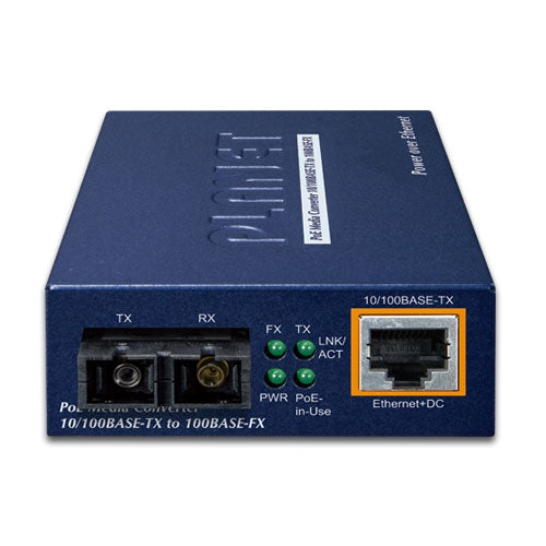 Planet FTP-802S15 IEEE802.3af PoE 10/100TX - 100Base-FX (SC) Single Mode Fiber