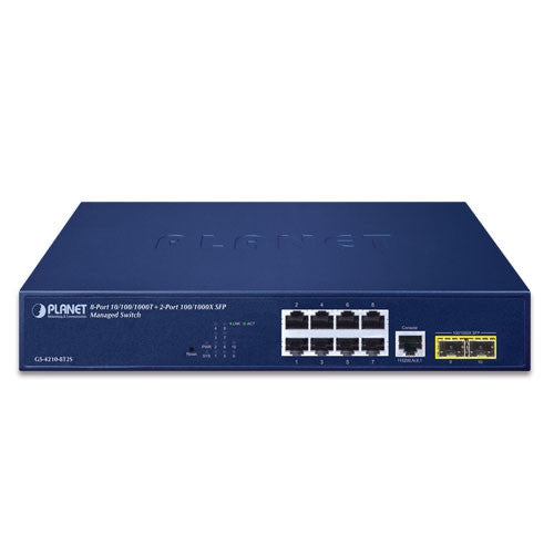 Planet GS-4210-8T2S 8-Port 10/100/1000T + 2-Port 100/1000X SFP Managed Switch