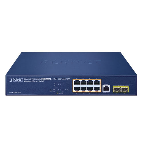 Planet GS-4210-8UP2S IPv6/IPv4, 8-Port 10/100/1000T 802.3bt 95W PoE + 2-Port 100/