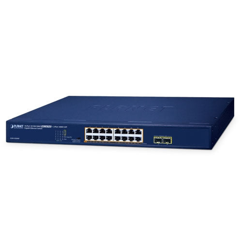 Planet GSW-1820HP 16-Port 10/100/1000T 802.3at PoE + 2-Port 1000X SFP Ethernet