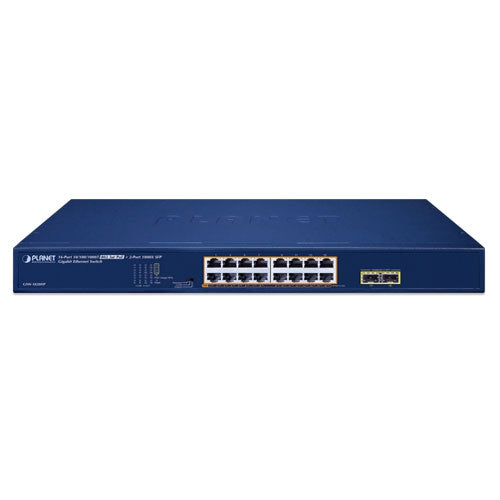 Planet GSW-1820HP 16-Port 10/100/1000T 802.3at PoE + 2-Port 1000X SFP Ethernet