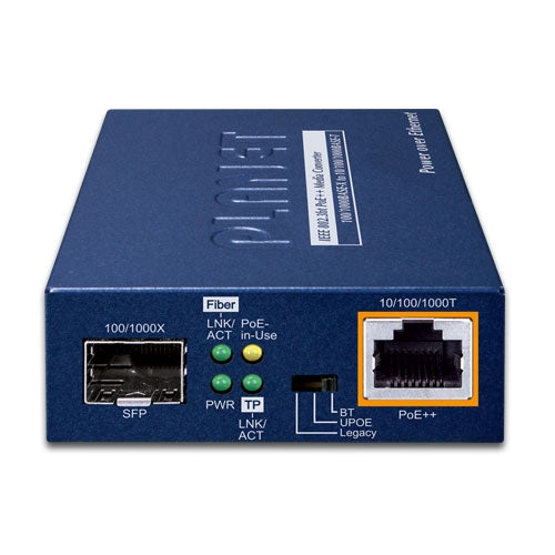 Planet GUP-805A-60W 1-Port 100/1000X SFP to 1-Port 10/100/1000T 802.3bt PoE++ Me