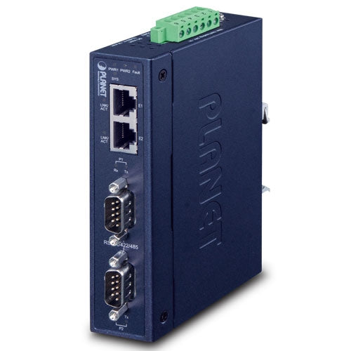 Planet ICS-2200T IP30 Industrial 2-Port RS232/RS422/RS485 Serial Device Server