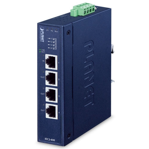 Planet IECJ-400 Industrial 4-Port EtherCAT Junction Slave (-40~75 degrees C,