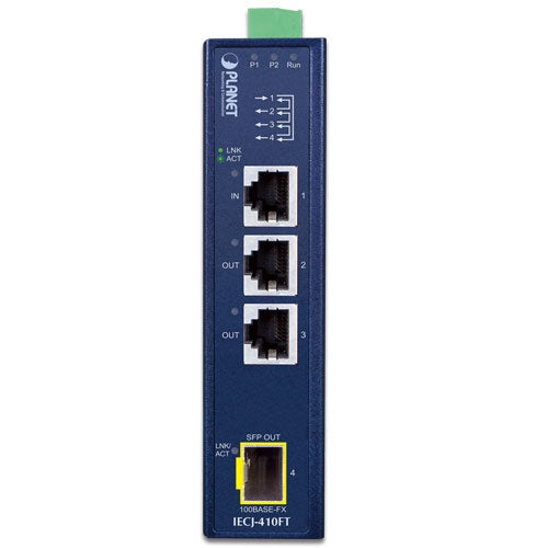 Planet IECJ-410FT Industrial 3-Port RJ45 + 1-Port SFP EtherCAT Junction Slave