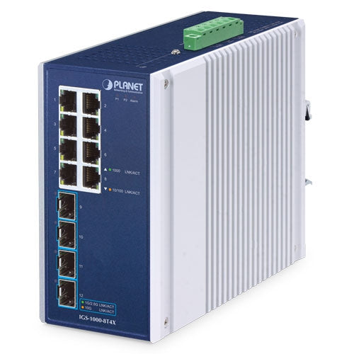 Planet IGS-1000-8T4X IP30 Industrial 8-Port 10/100/1000T + 4-Port 10G SFP+ Ethern