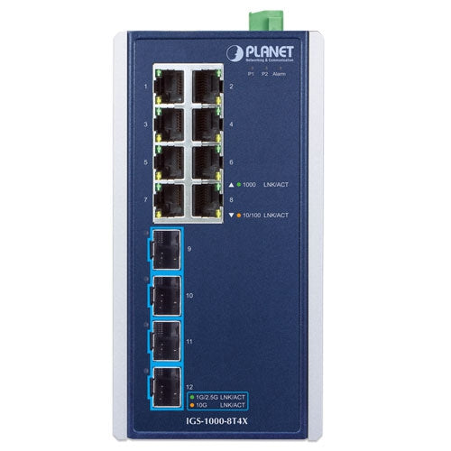 Planet IGS-1000-8T4X IP30 Industrial 8-Port 10/100/1000T + 4-Port 10G SFP+ Ethern