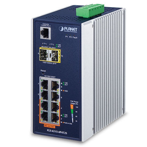 Planet IGS-4215-4P4T2S Industrial 4-Port PoE+ 4-Port Gigabit 2-Port SFP Managed Switch