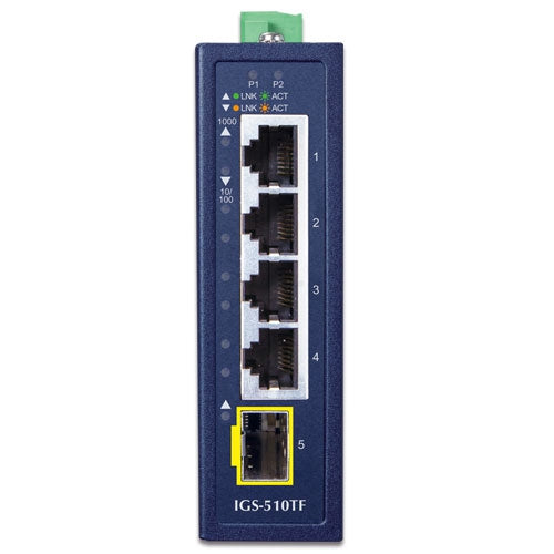 Planet IGS-510TF IP30 Compact size 4-Port 10/100/1000T + 1-Port 100/1000X SFP