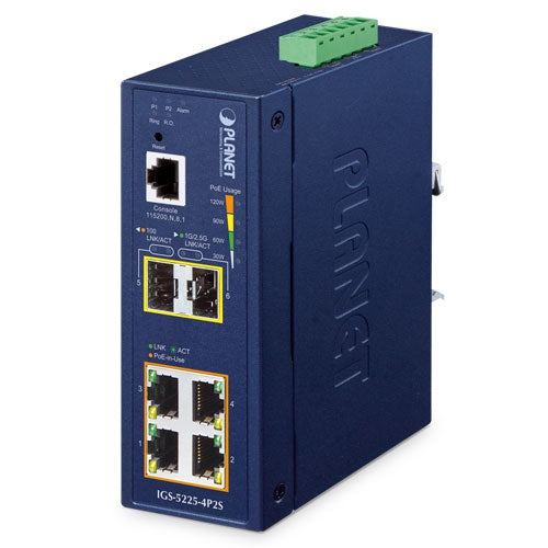 Planet IGS-5225-4P2S IP40 Industrial L2+/L4 4-Port 1000T 802.3at PoE + 2-Port 100