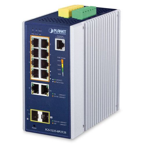 Planet IGS-5225-8P2T2S IP30 Industrial L2+/L4 8-Port 1000T 802.3at PoE+ 2-port 10/1