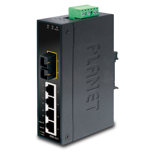 Planet ISW-511 IP30 Slim Type 4-Port Industrial Ethernet Switch + 1-Port 10