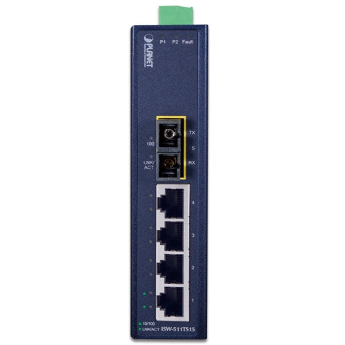 Planet ISW-511T IP30 Slim Type 4-Port Industrial Ethernet Switch + 1-Port 10