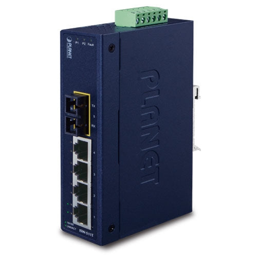 Planet ISW-511T IP30 Slim Type 4-Port Industrial Ethernet Switch + 1-Port 10