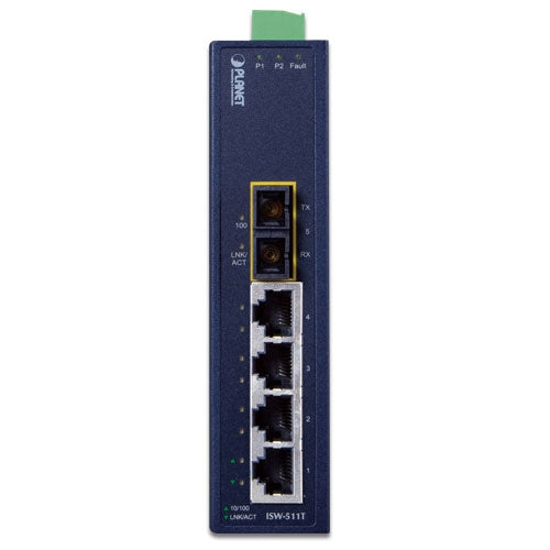 Planet ISW-511T IP30 Slim Type 4-Port Industrial Ethernet Switch + 1-Port 10