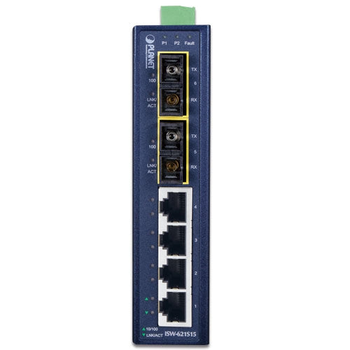 Planet ISW-621 IP30 Slim Type 4-Port Industrial Ethernet Switch + 2-Port 10