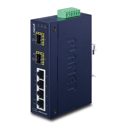 Planet ISW-621TF IP30 Slim Type 4-Port Industrial Ethernet Switch + 2-Port SF