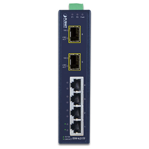 Planet ISW-621TF IP30 Slim Type 4-Port Industrial Ethernet Switch + 2-Port SF