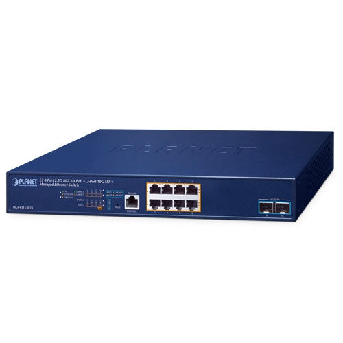 Planet MGS-6311-8P2X Layer 3, 8-Port 2.5GBASE-T 802.3at PoE + 2-Port 10GBASE-X SF