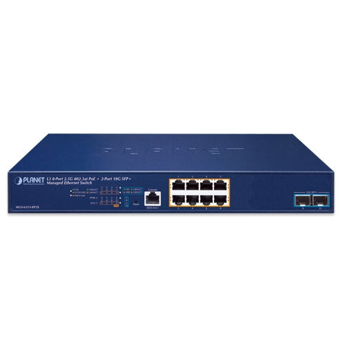 Planet MGS-6311-8P2X Layer 3, 8-Port 2.5GBASE-T 802.3at PoE + 2-Port 10GBASE-X SF
