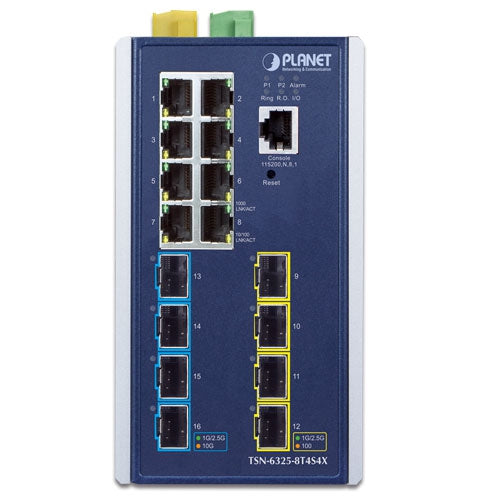 Planet TSN-6325-8T4S4X IP30 DIN-rail Industrial L3 8-Port 10/100/1000T + 4-port 1G/